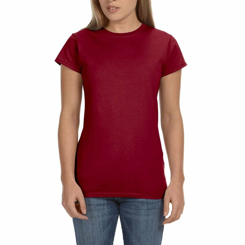 Gildan Ladies' Softstyle T-Shirt (Antique Cherry Red/White text) Main Image